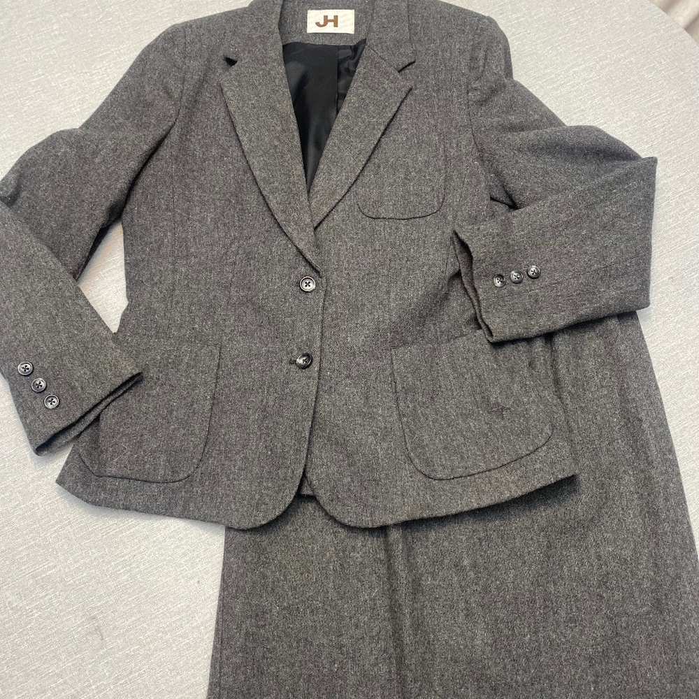 Gray Jacket and Skirt Suit